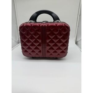 Triforce Burgundy Red Quilted Hardshell Beauty Case Travel Vanity Bag
